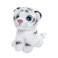 Knuffeldier Tijger - wit - pluche stof - 13 cm