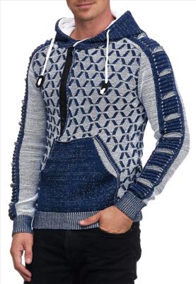 RustyNeal - Heren Hoodie Trui - Petrolwit - Modernfit - Capuchon