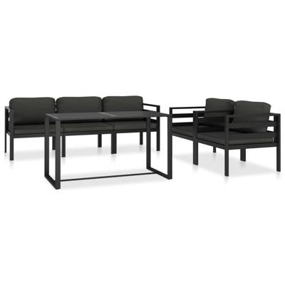 6-delige Loungeset met kussens aluminium antraciet