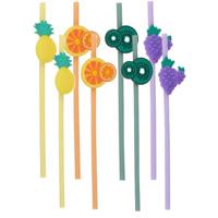 Alpina Hawaii/Fruit thema feest drinkrietjes - 8x stuks - 22 cm - kunststof - Tropisch themafeest