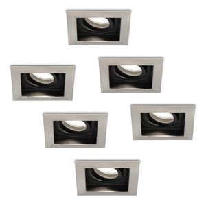 Set van 6 stuks Dimbare LED inbouwspot Durham 5 Watt 6400K daglicht wit Kantelbaar IP20