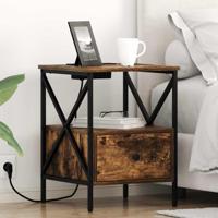 Nachtkastje met lade 2 pcs Gerookt eiken 41,5 x 40,5 x 55 cm