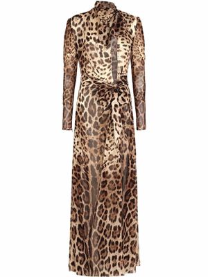 Dolce & Gabbana jupe longue à imprimé léopard - Marron