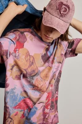 Floraal bedrukte T-shirt - RED - XL