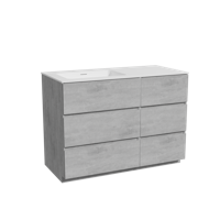 Storke Edge staand badmeubel 110 x 52 cm beton donkergrijs met Mata asymmetrisch linkse wastafel in solid surface mat wit - thumbnail