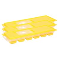 Set van 5x stuks trays met ijsklontjes/ijsblokjes vormpjes 12 vakjes kunststof rood met afsluitdekse