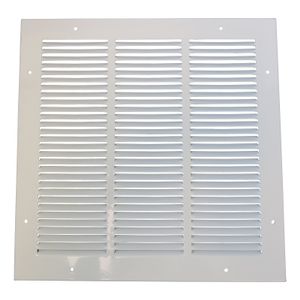 Retourrooster Met Vaste Lamellen - Staal - Wit Ral9010 - Opbouw 350 X 350mm (1w-3535w)