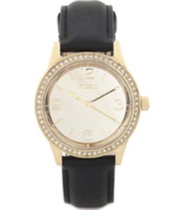 Horlogeband Fossil BQ1674 Leder Zwart 18mm