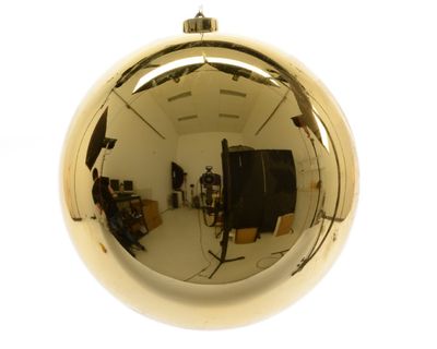 Kerstbal plastic glans licht goud 140 mm - Ksd