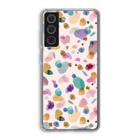 Terrazzo Memphis Pink: Samsung Galaxy S21 FE Transparant Hoesje