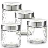 4x Glazen voorraadpotten/bewaarpotten 750 ml geruit 11 x 12 cm