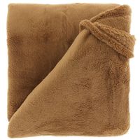 Deken/plaid Justin - licht bruin - polyester - 150 x 200 cm Deken/plaid Justin - licht bruin - polyester - 150 x 200 cm