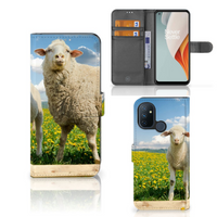 OnePlus Nord N100 Telefoonhoesje met Pasjes Schaap en Lammetje - thumbnail