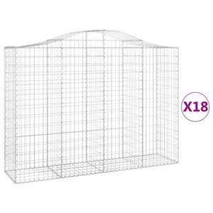 The Living Store Schanskorf Gabion Tuinbarrière - 200 x 50 x 140/160 cm - Gegalvaniseerd IJzer