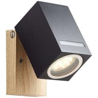 BRILLIANT - GALENI Buitenwandlamp - zwart/naturel - metaal/glas GU10 1x20W