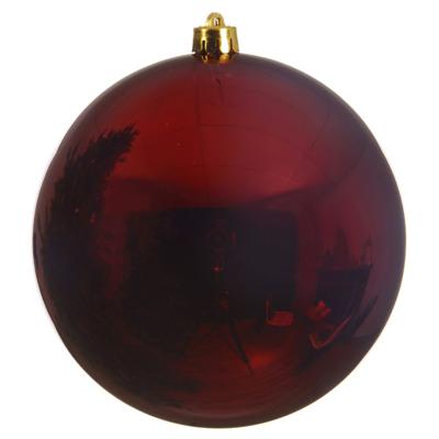 Decoris Kerstbal - donkerrood - groot - 14 cm - kunststof - glans