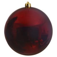 Decoris Kerstbal - donkerrood - groot - 14 cm - kunststof - glans