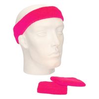 Zweetbandjes sportset fuchsia