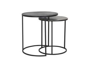 Light & Living Bijzettafel Talca Set van 2 stuks, 40/49cm - Antiek Lood - Rond