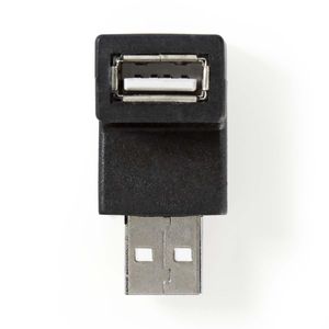 Nedis USB-A Adapter | USB 2.0 | USB-A Male | USB-A Female | 480 Mbps | Rond | Vernikkeld | PVC | Zwart | Doos - CCGB60930BK