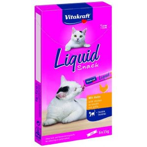 Vitakraft Liquid Snacks met kip kattensnack (6 x 15g) 1 verpakking