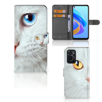 OPPO A76 | A96 Telefoonhoesje met Pasjes Witte Kat - thumbnail