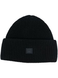 Acne Studios bonnet nervuré à logo - Noir