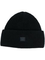 Acne Studios bonnet nervuré à logo - Noir - thumbnail