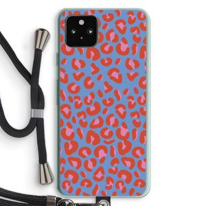 Leopard blue: Pixel 5a 5G Transparant Hoesje met koord