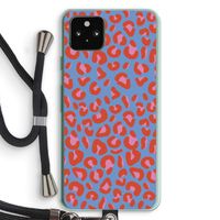 Leopard blue: Pixel 5a 5G Transparant Hoesje met koord