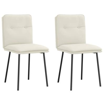 Eetkamerstoelen 2 st fluweel crèmekleurig