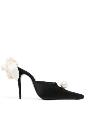 Magda Butrym mules ornées de perles artificielles 110mm - Noir