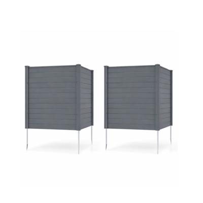 Buitenzonwering 123 x 123 cm Tuinhek met Gegalvaniseerde Metalen Grondpennen Buitenhekwerk voor Airconditioning Vuilnisbakken Modulaire Structuur(Set van 2) Grijs