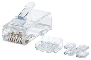 Intellinet Kabel Intellinet verpakking van 80 stuks Cat6 modulaire RJ45-stekkers Pro Line UTP 3-voudige klem voor massieve draad 80 stekkers in pot 50 μ