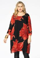 Yoek Dress square LAURA | Rood | Maat 50/52