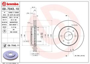 Remschijf BREMBO, Remschijftype: Binnen geventileerd, u.a. für Mitsubishi, Proton