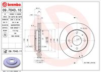 Remschijf BREMBO, Remschijftype: Binnen geventileerd, u.a. für Mitsubishi, Proton