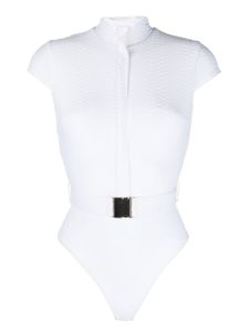 Noire Swimwear maillot de bain à taille ceinturée - Blanc