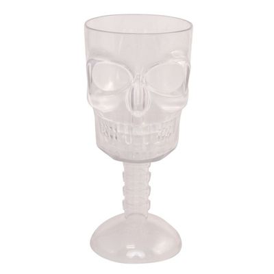 3D Doodshoofd glas - plastic transparant - 350 ml