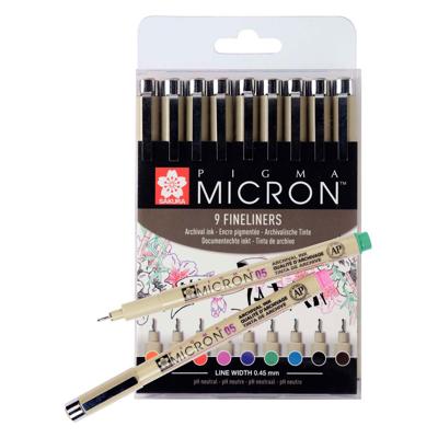 Sakura pigma micron 05 etui met 9 kleuren