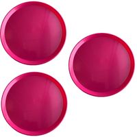 3x stuks roze rond dienbladen/serveerbladen van kunststof 34 cm - Dienbladen - thumbnail