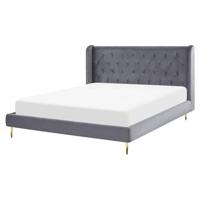 Beliani - FORBACH - Tweepersoonsbed - Grijs - 160 x 200 cm - Fluweel