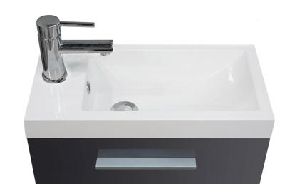 Wiesbaden Emma fonteinkastje + wastafel 500x250x500 hoogglans grijs