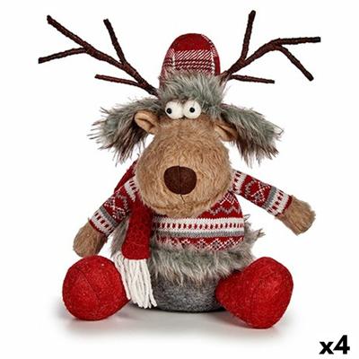 Decoratieve figuren Herten Wit Bruin Rood Grijs 17 x 30 x 27 cm (4 Stuks)