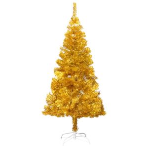 The Living Store Kunstkerstboom Goud - 120 cm - Met LED-verlichting en kerstversiering