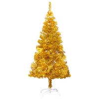 The Living Store Kunstkerstboom Goud - 120 cm - Met LED-verlichting en kerstversiering - thumbnail