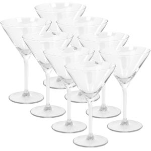 8x Cocktailglazen/martiniglazen 260 ml van glas