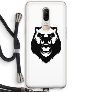 Angry Bear (white): OnePlus 6 Transparant Hoesje met koord