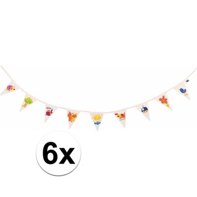 Inkleurbare blanco vlaggenlijn DIY - 6x - katoen - 110 cm Inkleurbare blanco vlaggenlijn DIY - 6x - katoen - 110 cm