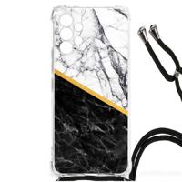 Samsung Galaxy A13 4G Anti-Shock Hoesje Marmer Wit Zwart - Origineel Cadeau Man